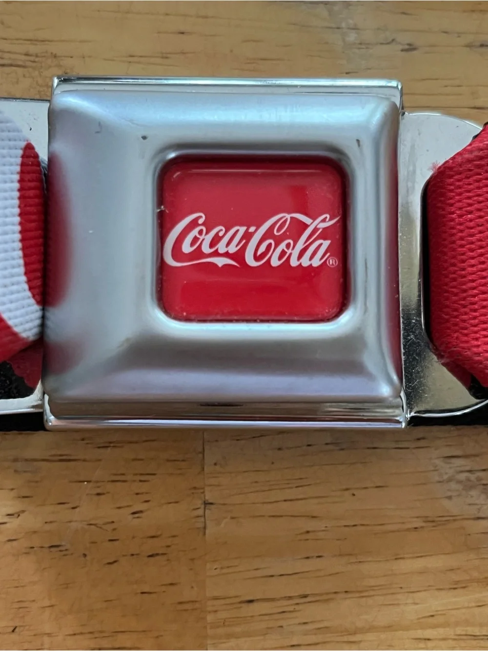 Coca-Cola Red and White Logo Belt with Branded Buckle